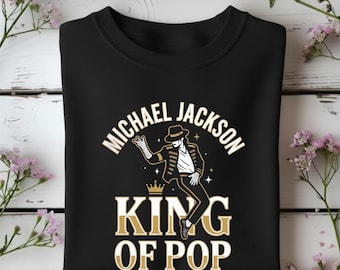 Michael Jackson | King of Pop Graphic Sweatshirt, Iconic Dance Pose and Crown Design, Retro Music Legend Apparel, Unisex Fan Gift