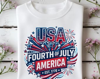 250th Anniversary | USA Fourth of July America Tee, 1776-2026 Patriotic Starburst Fireworks Graphic Tshirt, Independence Day Gift