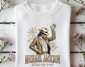 Michael Jackson | King of Pop Gold Sequin Graphic Sweatshirt, Iconic Music Legend Apparel, Unisex Fan Gift, Vintage Style Design