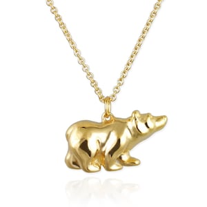 Bear Necklace, Brown Bear Pendant, Grizzly Bear Necklace, Personalised Bear Pendant 9ct yellow gold *