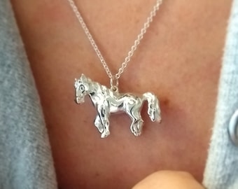 Sterling Silver Horse Pendant Necklace, Handmade Jewelry Gift