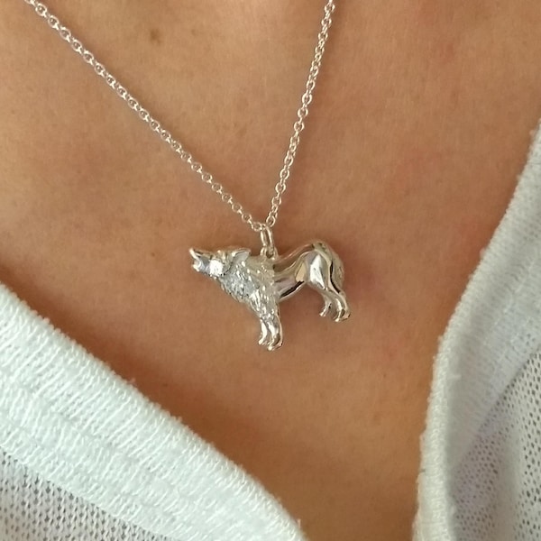 Wolf Necklace, Silver Wolf Charm, Gold Wolf Pendant, Wolf Jewelry, Handmade Wolf Necklace, Personalized Spirit Animal Jewelry