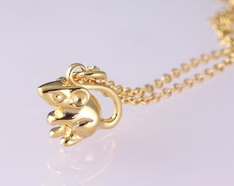 Handmade Tiny Mouse Necklace: Sterling Silver or Gold Animal Lover Gift
