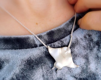 Handmade Manta Ray Necklace: Sterling Silver or Gold Ocean Jewelry