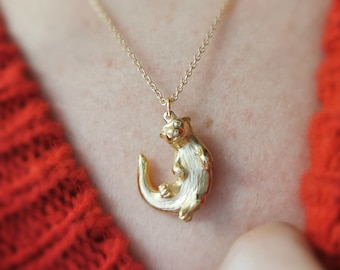 Otter Necklace, Handmade Otter Pendant, Otter Gift, Otter Fan