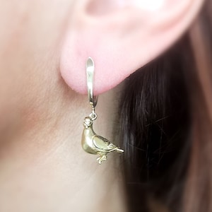 Pigeon Earring, Pigeon Lover Gift, Silver Pigeon Earrings, Gold Pigeon Earrings, Bird Earrings, Pigeon Jewelry