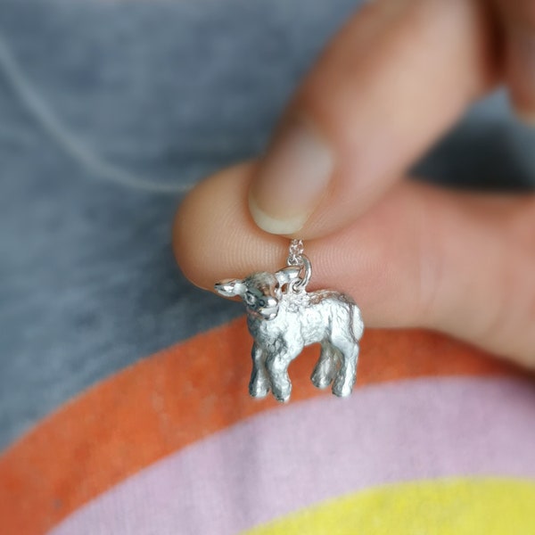 Lamb Necklace, Sterling Silver Sheep Pendant, Handmade Lamb Gift, Sheep Lover Jewelry