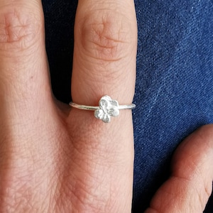 Violet Ring - February Birth Flower Ring, handmade ring, birthday gift for her, sterling silver flower ring