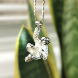Sloth Pendant Necklace, Rainforest Pendant, Sloth Jewelry, Sloth Lover Gift, Handmade Sloth Necklace