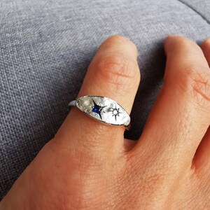 Personalized Universe Ring: Sterling Silver or Gold Couples Birthstone Signet