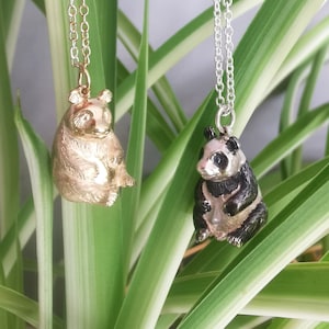 Panda Necklace, Silver Panda Pendant, Gold Panda Jewelry, Handmade Panda Jewellery, Panda Lover Gift