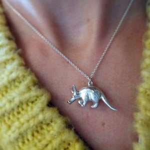 Aardvark necklace, Silver Aardvark Pendant, Gold Aardvark Necklace, Unique Aardvark Jewelry, African Animal Necklace