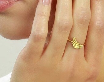 Handmade Wing Ring: Recycled Sterling Silver or Gold Angel Jewelry