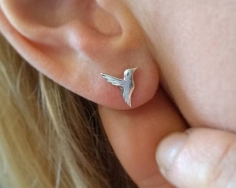 Orecchini a forma di colibrì in argento sterling: gioielli fatti a mano in stile boho con uccelli - Italia