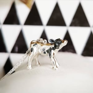 Cow Necklace, Calf Pendant, Cow Lover Gift, Handmade Baby Cow Necklace, Sterling Silver Cow Pendant, Gold Cow Charm, Silver Cow Charm