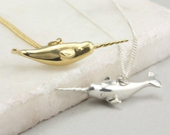 Narwhal Pendant Necklace, Silver Narwhal Jewelry, Whale Necklace, Unicorn Horn Necklace, Narwhale Necklace, Magical Necklace, Gift for her
