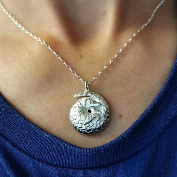 Pangolin Necklace Handmade Pangolin Pendant Sterling Silver Pangolin Pangolin Jewelry Etsy