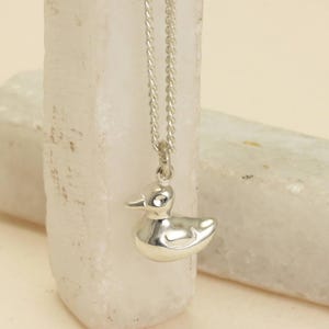 Tiny Duck Necklace, Silver Duck Pendant, Gold Duckling Jewelry, Rubber Duck Fan, Bird Jewelry, Duck Jewelry