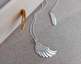 Personalized Angel Wing Necklace: Sterling Silver or Gold Guardian Jewelry