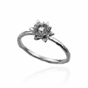 Water Lily Ring - July Birth Flower Ring, handmade ring, birthday gift for her, sterling silver flower ring
