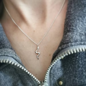 Tiny Snake Necklace, Silver Snake Pendant, Serpent Jewelry
