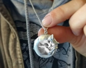Personalised Cat Locket Sterling Silver Cat Necklace Cat Lover Necklace Cat Lady Jewelry Gift for Cat Lady pet Jewelry Pet Memorial Etsy