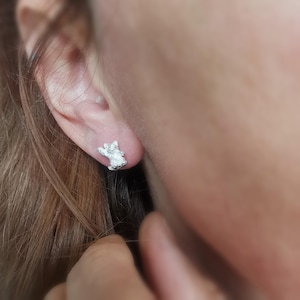 Kitten Ear Studs, Silver Cat Earrings, Gold Cat Jewelry, Cat Lover Gift, Cute Sterling Kitten Earrings