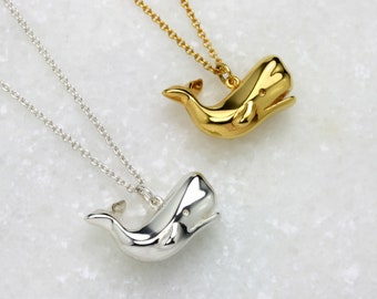 Whale Necklace, Silver Whale Charm, Gold Whale Necklace, Nautical Jewelry, Ocean Life Jewelry, Whale Lovers Gifts