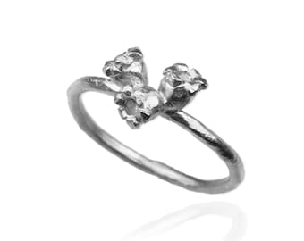Handmade Lily of the Valley Ring: Sterling Silver or Gold May Birth Flower Jewelry