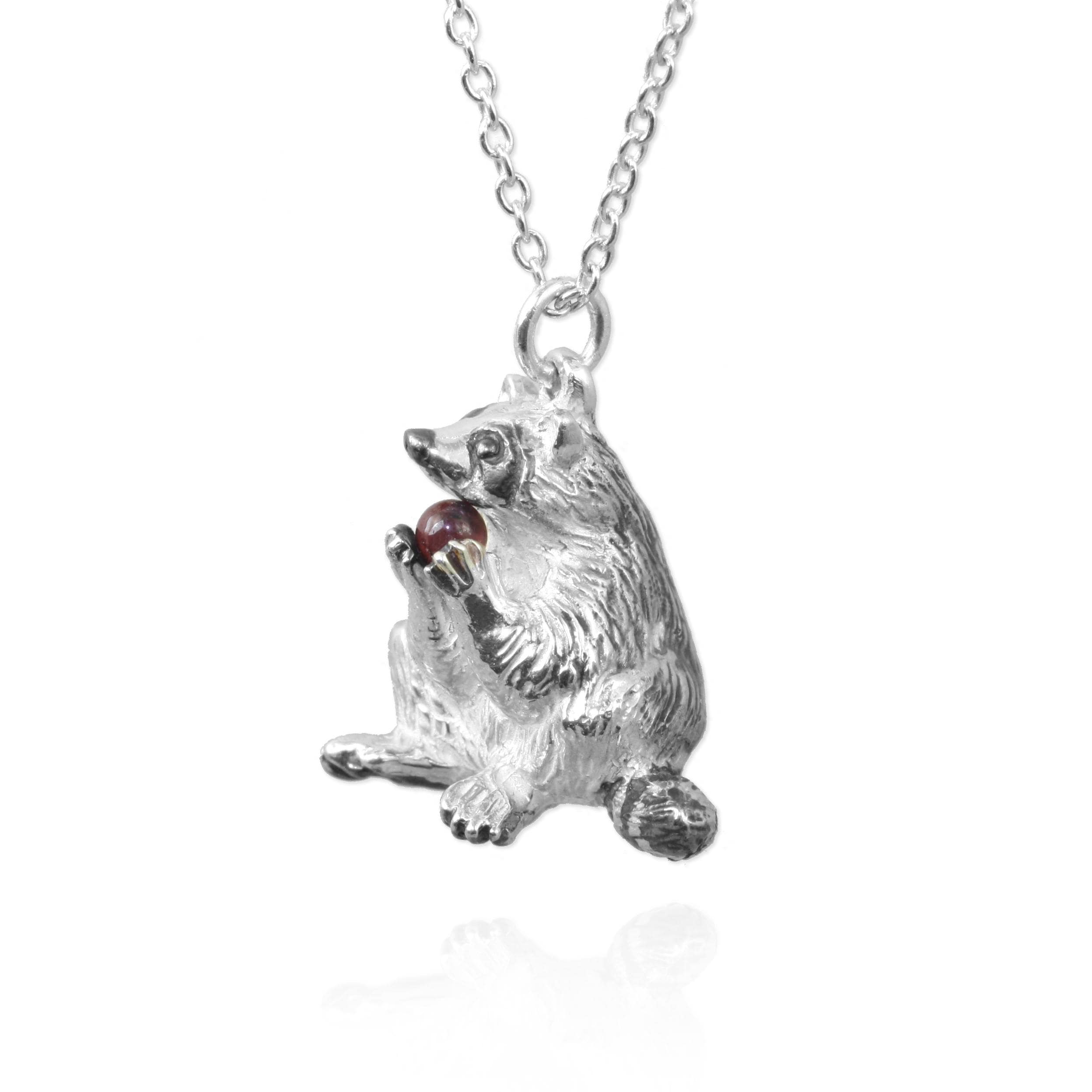 Racoon Necklace, Silver Racoon Jewelry, Gold Racoon Pendant, Racoon Fan Gift