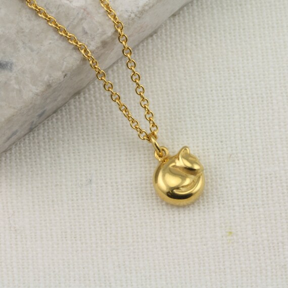 9ct Gold Tiny Cat Necklace Cat Lovers Gold Necklace Etsy