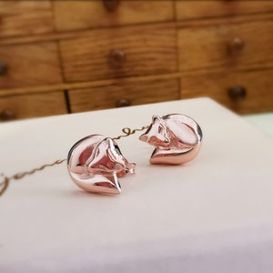 Pendientes de zorro, pendientes de zorro plateado, pendientes de zorro dorado, regalo de zorro bonito, regalo para amantes de los animales, joyería de zorro