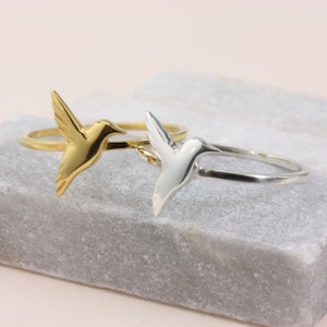 Tiny Hummingbird Ring, Sterling Silver Hummingbird Jewelry, Handmade Hummingbird Ring, Gold Hummingbird Ring, Hummingbird Gift