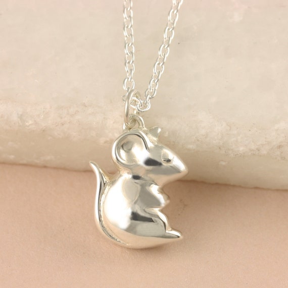 Mouse Necklace Personalized Mouse Charm Silver Mouse Necklace