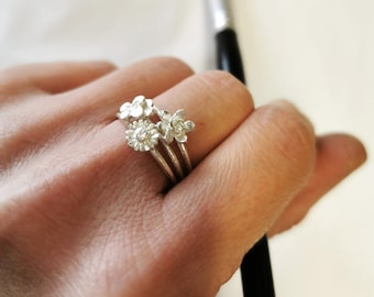 Handmade Daisy Ring - Sterling Silver or Gold April Birth Flower Jewelry