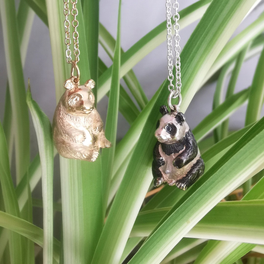 Handmade Panda Pendant Necklace: Sterling Silver or Gold Panda Jewelry ...