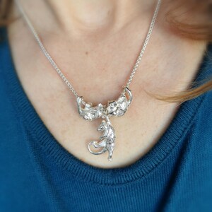 Three Rats Necklace, Silver Rat Necklace, Gold Rat Charm Necklace, Mischief of Rats Necklace, Rat Fan Gift