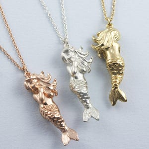 Handmade Mermaid Necklace: Recycled Sterling Silver or Gold Ocean Jewelry