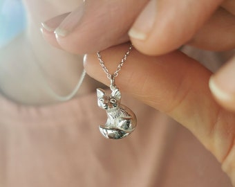 Handmade Fox Cub Necklace: Sterling Silver or Gold Fox Jewelry