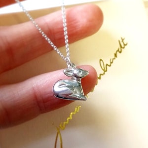 Deer Necklace, Bambi Pendant, Handmade Woodland Jewelry, Sterling Silver Deer Pendant, Cute Deer Jewelry, Cut Animal Gift, Animal Lover