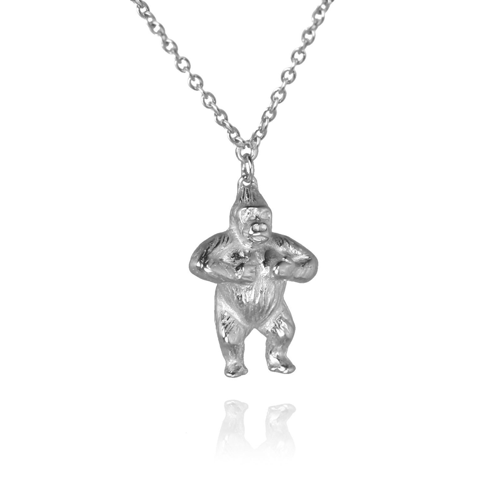 Gorilla Necklace Sterling Silver Gorilla Pendant Ape Etsy