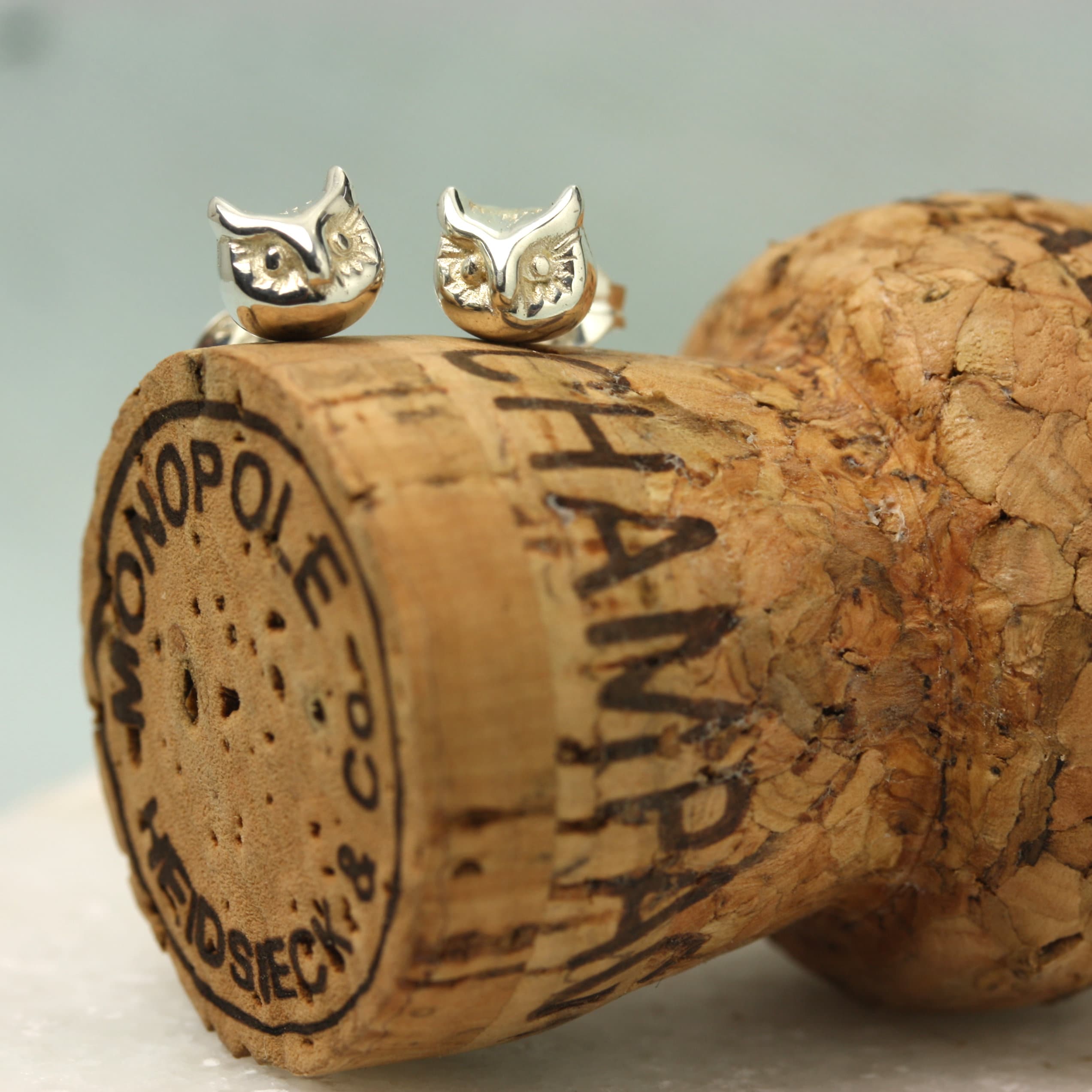 Handmade Owl Earrings: Sterling Silver or Gold Woodland Animal Studs