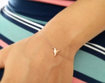 Hummingbird Bracelet, Delicate Silver Bracelet, Handmade Hummingbird Jewelry, Small Hummingbird Jewelry, Gold Hummingbird Jewelry