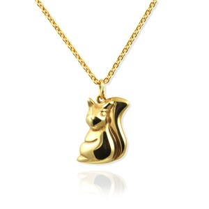 Squirrel Necklace, Handmade Squirrel Pendant, Sterling Silver Squirrel Necklace, Woodland Jewelry 9ct yellow gold *