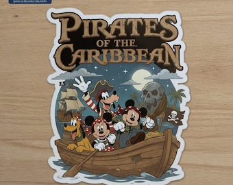 Pirates of the Caribbean Disney Sticker, Theme Park Ride Souvenir Vinyl Decal, Water Bottle Laptop Car Tumbler Sticker