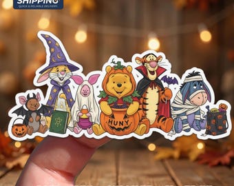 Halloween Winnie the Pooh Sticker | Vinyl Water Bottle Decal | Laptop Sticker Pack | Halloween Party Favors | Trick or Treat Goodies