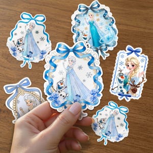 Elsa Vinyl Sticker, Disney Princess Fan Gift, Ice Queen Frozen Waterproof Decal, Choose Your Design Cute Water Bottle Sticker 画像 1