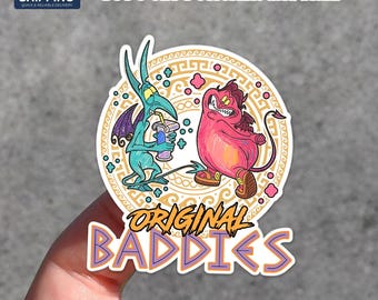 Pegatina de vinilo vintage de Hércules, Pain Panic y boceto a crayón, calcomanía original para coche de Baddies Hades, pegatinas de Magic Kingdom Disneyworld