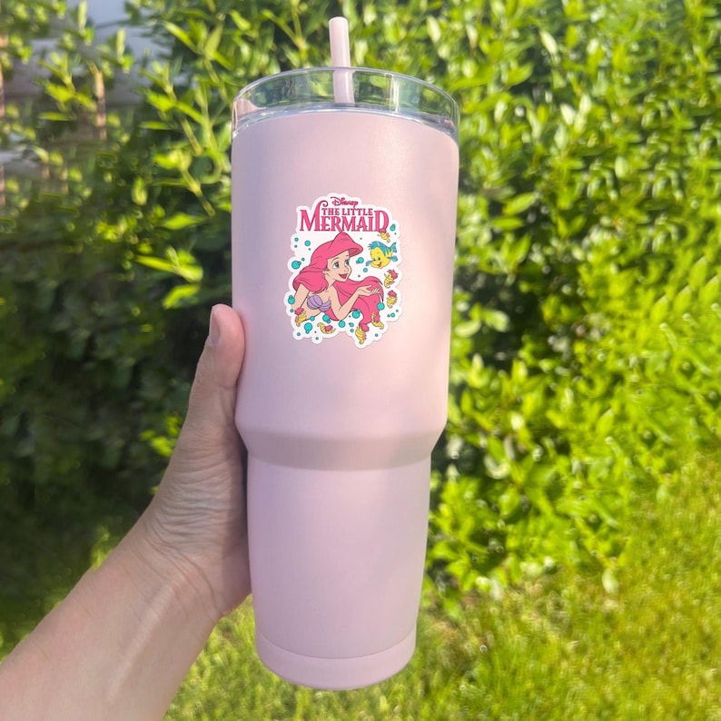 Disney The Little Mermaid Sticker, Ariel Flounder Vinyl Decal, Cute Princess Waterproof Sticker, Laptop Water Bottle Gift for Little Girls afbeelding 6