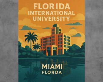 Florida International University Vintage Poster, FIU Panthers Wall Art, Retro College Print, Miami Campus Décor, Alumni Gift